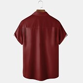 economico camicia da uomo con bottoni-Per uomo Camicia Camicia casual Camicia da Bowling Camicia con Bottoni Nero Vino Rosso Manica Corta A righe Collo ripiegato Vacanza Streetwear Stile Vintage Abbigliamento Poliestere Misto Cotone Moda
