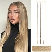 cheap Ponytails-Braid Hair Extensions 4 PCS Baby Braids Front Side Bang Curtain Bang Clip in Hair Extensions Long Braided Hair Piece Natural Soft Synthetic Hair for Women Daily Wear 20 Inch Cool Light Blonde