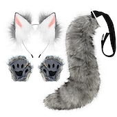 cheap Hair Styling Accessories-Fox Tail Clip Cat Ears Wolf Paws Gloves Cosplay Costume Carnival Fancy Party Costume Accessories