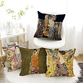levne Vintage styl-slavný obraz oboustranný povlak na polštář 4ks gustav klimt měkký dekorativní čtvercový povlak na polštář povlak na polštář do ložnice obývací pokoj pohovka gauč křeslo
