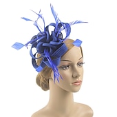 olcso Kalapok és fejdíszek-elbűvölő kentucky derby sapka fejfedők organza poliészter / poliamid fedora kalap fátyol sapka tea party lovasverseny hölgyek napi vintage stílusú vintage elegáns toll rátétekkel fejdísz