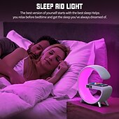 お買い得  スマートライト-リズムRGBICライトバーLEDスマートライトBluetoothスピーカーアラームクロック調光可能ウェイクアップライトアラームクロックワイヤレス充電テーブルランプ