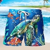 お買い得  オーシャンプリント-男性用 グラフィック 海洋 観賞魚用 スイムトランク スイムショーツ ボードショーツ ミディアムウエスト ハワイアン デザイナー ボヘミアン 祝日 ビーチ ドローストリング メッシュ裏地付き 弾性ウエスト デザイナー 衣類