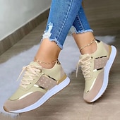 cheap Women&#039;s Sneakers-Women&#039;s White Sneakers with Rose Gold Accents – Stylish Lace-Up Casual Walking Shoes for Travel, Work &amp; Everyday Wear