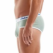 お買い得  メンズブリーフ下着-男性用 2パック ブリーフ ポリエステル 高通気性 ソフト カラーブロック ミディアムウエスト ホワイト イエロー