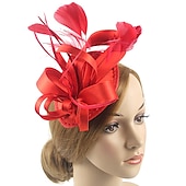 levne Fascinátoři-Čelenky Fascinátory Klobouky  Polyamidový klobouk Fedora Klobouk s plochým vrškem Podzimní svatba Městská párty  Večerní dovolená Čajová párty Dostih Vintage Elegantní s peřím Appliques Hlava
