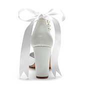 cheap Formal-Elegant Green Satin Ankle Strap Heels – Pointed Toe, Pearl Bow Detail, Block Heel Pumps for Women – Perfect for Weddings &amp; Parties