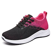 abordables Baskets femme-Chaussures de course respirantes en tricot pour femmes – baskets légères à lacets pour la marche, la salle de sport et les sports décontractés