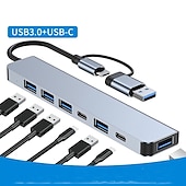 cheap USB Hubs-4/7/8 In 1 USB3.0 Type C Extender Hub Docking Station Multi USB Splitter Multiport Adapter USB 3.0 2.0 TF SD Reader Slot For for Mac Pro Mini iPad Pro Surface Pro lash Drive Mobile HDD