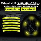 abordables Bandes de Décoration-40 pièces moyeu de roue de voiture bande réfléchissante autocollant roue de moto de voiture autocollant d&#039;avertissement réfléchissant fort jante de pneu autocollants réfléchissants accessoires de
