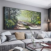 voordelige Schilderijen van landschappen-handgemaakt olieverfschilderij canvas muurkunst decor abstract groen bos schilderij origineel landschapsschilderij voor interieur met uitgerekte lijst/zonder binnenlijst schilderij