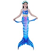 お買い得  マーメイド水着-子供 女の子 マーメイド水着 水着 ビキニ 性能 テーマパーティー 多色 活発的 ビーチスタイル ホルター 水着 4〜12年 夏 マルチカラー