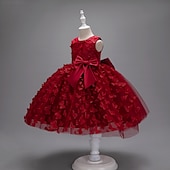 voordelige Bloemenmeisjes Jurken-Kinderen Voor meisjes Bloemenmeisjesjurk Feestjurk Vlinder Mouwloos Bruiloft Feest Doopjurk Prinses Polyester Roze prinsessenjurk Bloemenmeisjesjurk Zomer 3-10 jaar Wit Champagne Blozend Roze