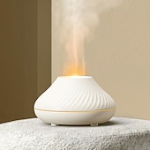 billiga luftfuktare-vulkan luftfuktare aromadiffusor eterisk oljelampa 130ml usb portabel luftfuktare med 7 färger flamma nattljus