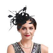 olcso Kalapok és fejdíszek-elbűvölő kentucky derby sapka fejfedők organza poliészter / poliamid fedora kalap fátyol sapka tea party lovasverseny hölgyek napi vintage stílusú vintage elegáns toll rátétekkel fejdísz