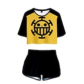 cheap Cartoon &amp; Movie Character Graphic-One Piece Monkey D. Luffy Roronoa Zoro Outfits Shorts Crop Top Anime 3D Graphic For Women&#039;s Adults&#039; 3D Print