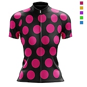 baratos Camisolas femininas-Mulheres Camisa para Ciclismo Geométrica Pontos Manga Curta Moto Camisa / Roupas Para Esporte Blusas com 3 bolsos traseiros Ciclismo de Montanha Ciclismo de Estrada Secagem Rápida Tiras Refletoras