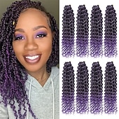 cheap Crochet Hair-Passion Twist Hair 12 Inch Water Wave Crochet Hair for Black Women Short Passion Twist Crochet Hair for Butterfly Locs 8 Packs Bob Spring Twist Hair Synthetic Curly Crochet Passion Twist Braiding Hair