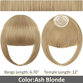 billige Lokker-pannelugg hårklips i extensions fransk pannelugg rett over naturlig pannelugg full smell med stenger i ett stykke hårklips for kvinner jenter ask blond