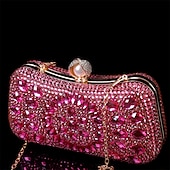olcso Retikülök és estélyi táskák-női többszínű kristályos estélyi clutch – luxus strasszos kézitáska gyöngykapoccsal és láncpánttal gálákra, esküvőkre és hivatalos eseményekre