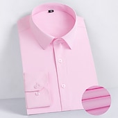 economico camicie da uomo no stiro-Per uomo Camicia Camicie Maglietta informale Camicia con bottoni Liscio Matrimonio Ufficio / Business Nero Bianco Rosa Blu marino scuro Manica lunga Collo ripiegabile Primavera estate Abbigliamento