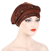 preiswerte Hüte-8 farben muslimische frauen innere kappen geflochtene bandanas hijab komfort mode turban hut bunte chemo hüte kopf tragen turbante