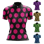 baratos Camisolas femininas-Mulheres Camisa para Ciclismo Geométrica Pontos Manga Curta Moto Camisa / Roupas Para Esporte Blusas com 3 bolsos traseiros Ciclismo de Montanha Ciclismo de Estrada Secagem Rápida Tiras Refletoras