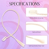 cheap Ponytails-Braid Hair Extensions 4 PCS Baby Braids Front Side Bang Curtain Bang Clip in Hair Extensions Long Braided Hair Piece Natural Soft Synthetic Hair for Women Daily Wear 20 Inch Cool Light Blonde