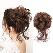 tanie Koki-kok treski potargane updo przedłużanie włosów z elastycznymi gumkami do włosów kręcone włosy kok scrunchle dla kobiet