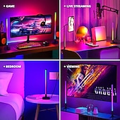 Недорогие Умный ночной свет-Смарт-светодиодная лампа LED Бар RGB Подъёмная ритмическая ночная лампа Музыка Bluetooth APP Пульт управления прикроватным настольным компьютерным игровым телевизионным атмосферным светом Shustar