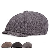 abordables Sombreros de hombre-Hombre Sombrero de la boina Sombrero de vendedor de periódicos Color Caquí Gris Ligero Algodón y lino Ropa de calle Elegante Moda de los años 20 Exterior Diario Noche Estampados Filtro Solar