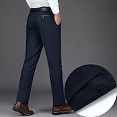 preiswerte Schlank-Herren Anzughosen Hose Hosen Chinesisch Chino Tasche Glatt Komfort Atmungsaktiv Hochzeit B¨¹ro Geschäft Schick &amp; Modern Klassisch Schwarz Dunkel Blau Hoher Taillenbund Mikro-elastisch