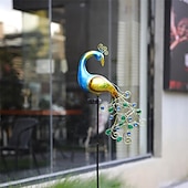 tanie Oświetlenie krajobrazowe-słoneczne pawie światła dekoracja zewnętrzna światło do ogrodu patio led lekkie metalowe posągi pawi figurka trawnik krajobraz na podwórku ścieżka dekoracja ogrodowa rzeźba w domu oświetlenie
