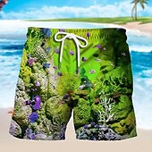 お買い得  オーシャンプリント-男性用 グラフィック 海洋 観賞魚用 スイムトランク スイムショーツ ボードショーツ ミディアムウエスト ハワイアン デザイナー ボヘミアン 祝日 ビーチ ドローストリング メッシュ裏地付き 弾性ウエスト デザイナー 衣類