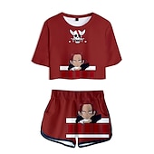 cheap Cartoon &amp; Movie Character Graphic-One Piece Monkey D. Luffy Roronoa Zoro Outfits Shorts Crop Top Anime 3D Graphic For Women&#039;s Adults&#039; 3D Print