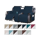 זול כיסא הכורסה הסתיים-כיסויי ספה שכיבה של loveseat עם קונסולה, כיסוי לחיות מחמד מונע החלקה לכורסת אהבה כפולה עם רצועות אלסטיות, כיסוי מושב אהבה מפוצל מגן ריהוט
