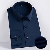 economico camicie da uomo no stiro-Per uomo Camicia Camicie Maglietta informale Camicia con bottoni Liscio Matrimonio Ufficio / Business Nero Bianco Rosa Blu marino scuro Manica lunga Collo ripiegabile Primavera estate Abbigliamento