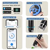 رخيصةأون أجهزة الميكروسكوب والمناظير-مجهر رقمي لاسلكي 50x-1000x تكبير واي فاي USB عالي الدقة محمول باليد كاميرا مجهر الجيب مع 8 LED قابل للتعديل متوافق مع iphone ipad android windows mac computer