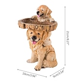 お買い得  庭の彫刻と彫像-屋外用のバードバス、茶色の台座が付いたポリレジンの子犬の形をしたバードバス、手作りの野鳥の餌箱とバードバスボウル、屋外用の庭の彫像と置物、庭、芝生の庭の装飾