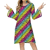 cheap Dresses-Hippie Retro Vintage 1970s Disco Dress Women&#039;s Costume Vintage Cosplay Party &amp; Evening Long Sleeve Dress Masquerade