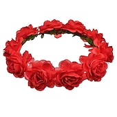 economico Accessori per acconciature-fascia del fiore rosa corona floreale di boho cerchio dei capelli della ghirlanda copricapo della boemia copricapo donne del copricapo corona delle ragazze fasce per capelli a foglia decorazione del