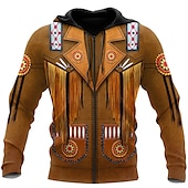 Men's Bohemian Style Graphic Prints Hoodie Hoodies Sweatshirt Streetwear Designer Long Sleeve Hooded Sports & Outdoor Daily Sports Brown Zipper Print Spring &  Fall Designer4