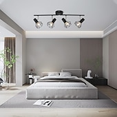 cheap Ceiling Lights-LED Ceiling Light Rotatable 4 Way Adjustable Retro Ceiling Spotlights Black Metal Caged Shades Spotlight Fitting for Kitchen Living Room Bedroom (No Bulbs)