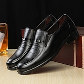 tanie Loafery-męskie czarne półbuty typu slip-on ze sztucznej skóry – klasyczne formalne buty do noszenia na co dzień i do pracy