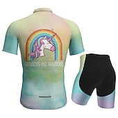 cheap Men&#039;s Clothing Sets-Men&#039;s Cycling Jersey with Shorts Short Sleeve Mountain Bike MTB Road Bike Cycling Dark Purple Blue Purple Graphic Animal Rainbow Bike Clothing Suit 3D Pad Breathable Quick Dry Back Pocket Polyester