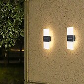 cheap Outdoor Wall Lights-2pcs Solar Wall Lights 2 Modes Lighting Outdoor Waterproof LED Wall Lamp Intelligent Light Control Garden Fence Lights Solar Lamp Courtyard Street Landscape Light