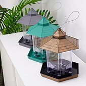 Недорогие наблюдение за птицами и дикой природой на заднем дворе-кормушки для птиц подвесная кормушка для птиц с защитой от белок пластиковая кормушка для семян птиц с шестиугольной крышей прозрачная кормушка для птиц на окне кормушки для мелких птиц кормушка для щеголовых вьюрок