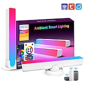 cheap Smart Lights-LED Smart Light Bar with Control Ambient Lights Tuya Smart Wifi LED Computer Desktop Background Atmosphere Light E-sports RGB Slide Light with Bluetooth Music Pickup Light RGBIC Plug Power Supply2 Pcs