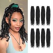 cheap Crochet Hair-Passion Twist Hair 12 Inch Water Wave Crochet Hair for Black Women Short Passion Twist Crochet Hair for Butterfly Locs 8 Packs Bob Spring Twist Hair Synthetic Curly Crochet Passion Twist Braiding Hair