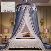 cheap Bed Canopies &amp; Drapes-Indoor Mosquito Net Bed Canopy Mosquito Net with Top Easy Installation Suitable for Couples Family, Romantic Atmosphere in Summer Encryption Thickening Version